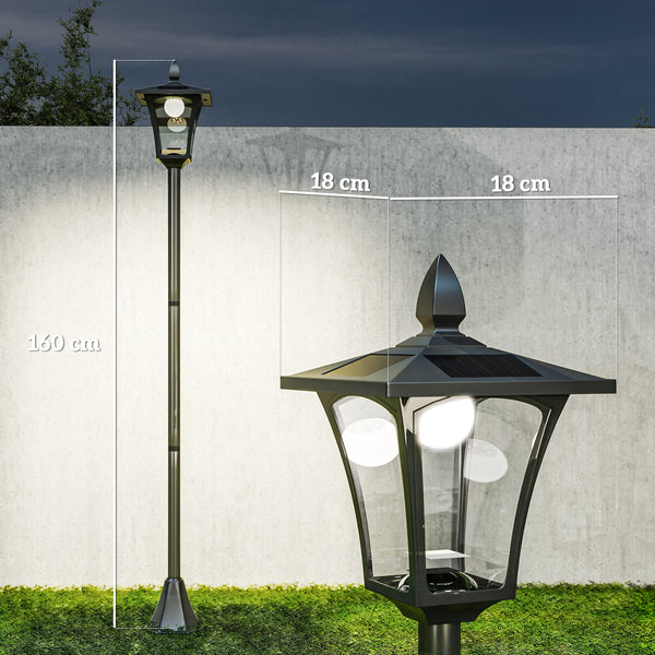 Luminaire extérieur lampadaire sur pied solaire lampadaire lanterne classique LED 40 Lm dim. 18L x 18l x 160H cm noir