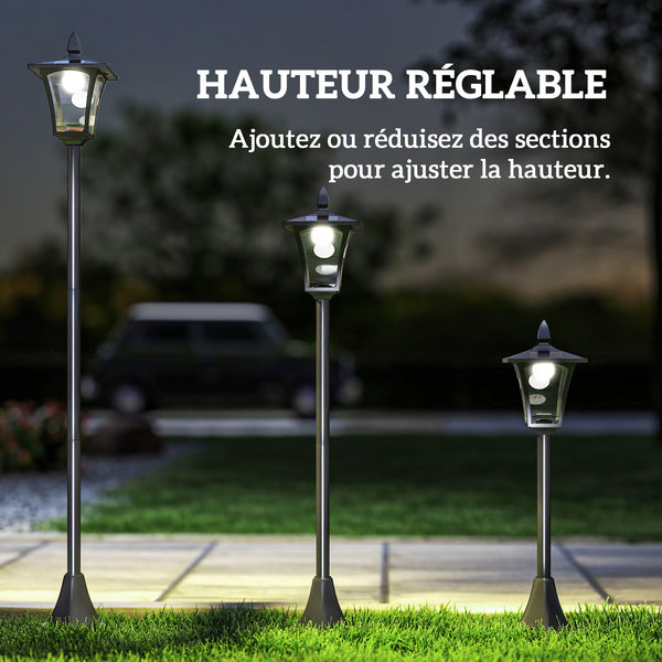 Luminaire extérieur lampadaire sur pied solaire lampadaire lanterne classique LED 40 Lm dim. 18L x 18l x 160H cm noir