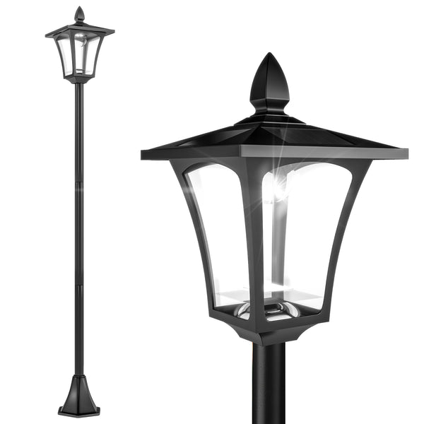Luminaire extérieur lampadaire sur pied solaire lampadaire lanterne classique LED 40 Lm dim. 18L x 18l x 160H cm noir