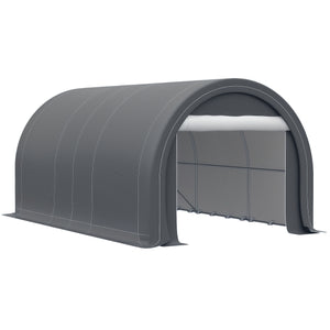 Tente garage carport dim. 5L x 3l x 2,4H m acier galvanisé robuste PE haute densité 190 g/m² imperméable anti-UV gris