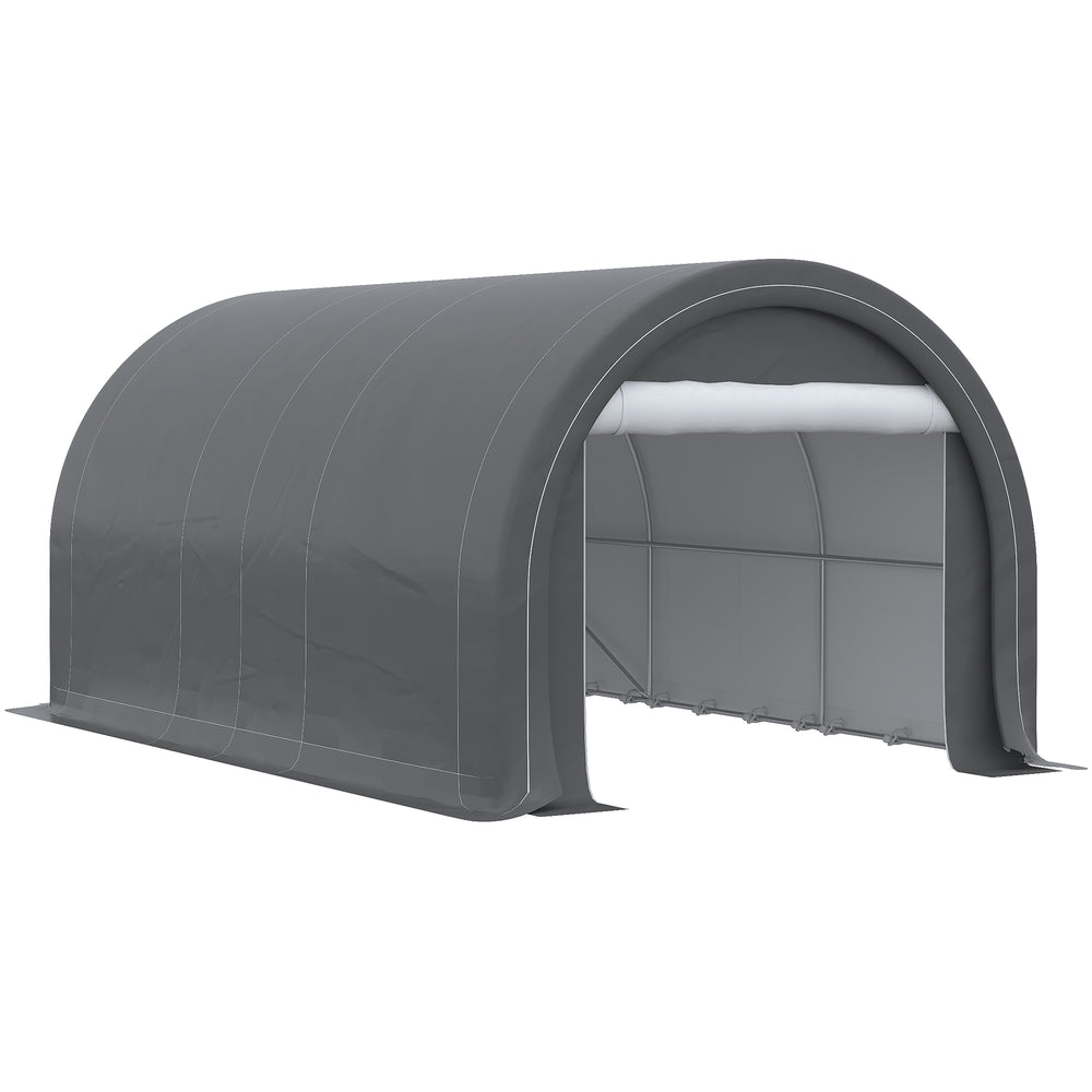 Tente garage carport dim. 5L x 3l x 2,4H m acier galvanisé robuste PE haute densité 190 g/m² imperméable anti-UV gris