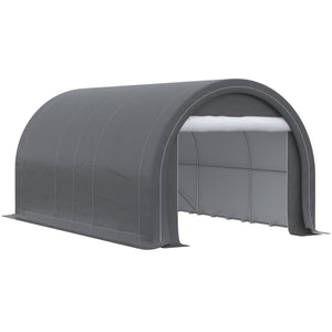 Tente garage carport dim. 5L x 3l x 2,4H m acier galvanisé robuste PE haute densité 190 g/m² imperméable anti-UV gris
