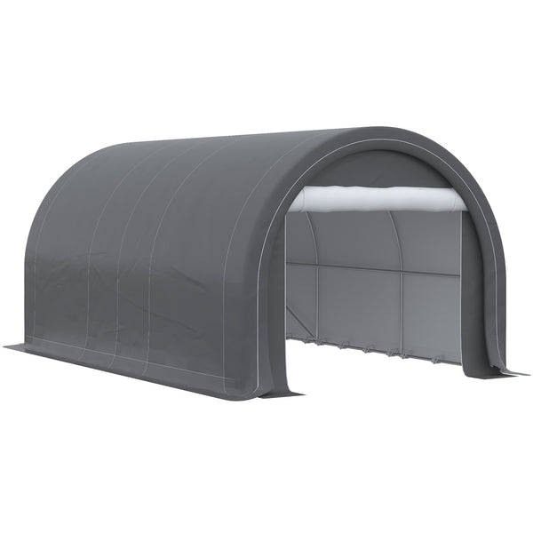 Tente garage carport dim. 5L x 3l x 2,4H m acier galvanisé robuste PE haute densité 190 g/m² imperméable anti-UV gris