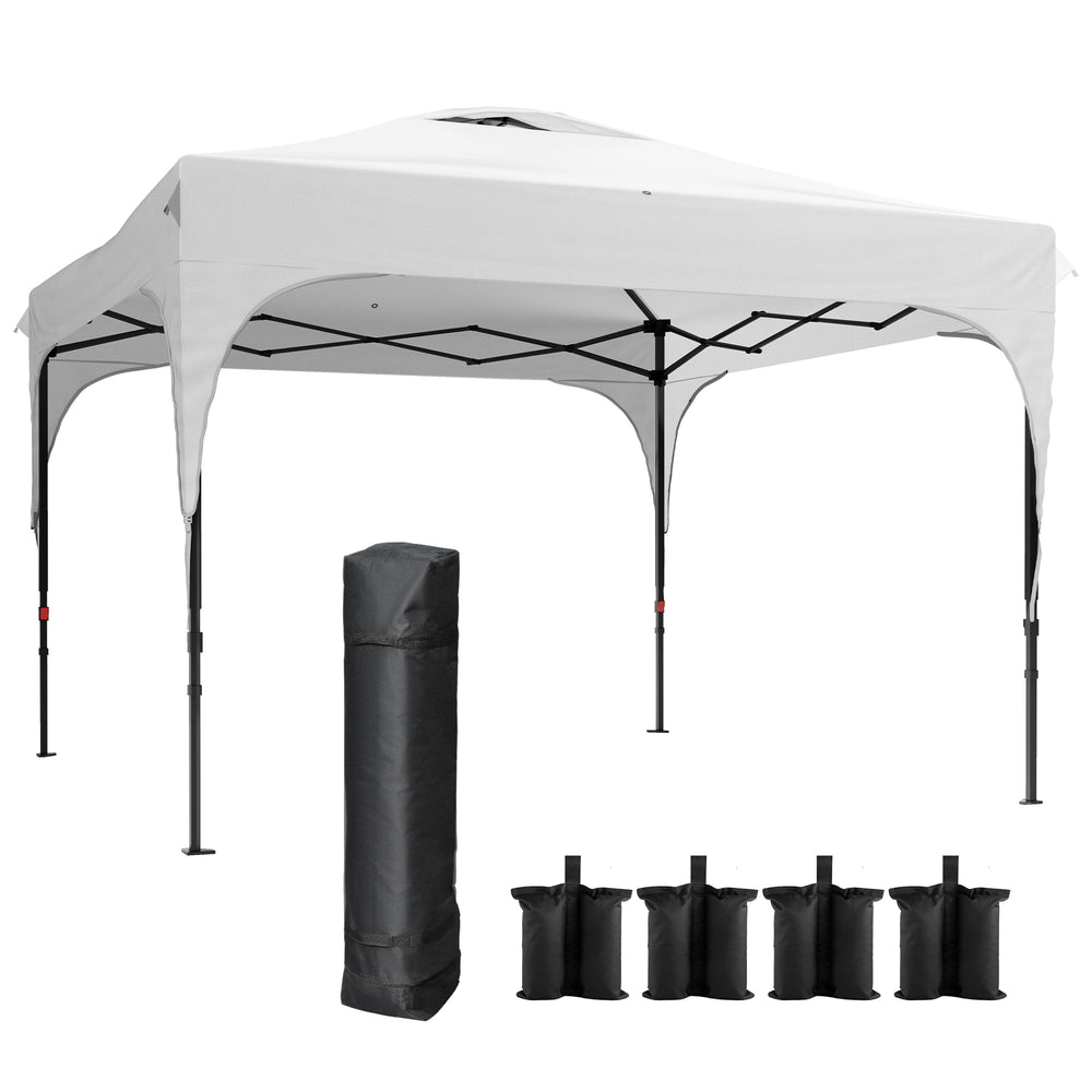 Tonnelle pop-up tente barnum de jardin pliant avec paroi latérale amovible + sac de transport acier tissu Oxford 3 x 3 x 2,65 m blanc