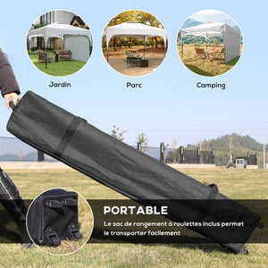 Tonnelle pop-up tente barnum de jardin pliant avec paroi latérale amovible + sac de transport acier tissu Oxford 3 x 3 x 2,65 m blanc
