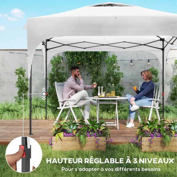 Tonnelle pop-up tente barnum de jardin pliant avec paroi latérale amovible + sac de transport acier tissu Oxford 3 x 3 x 2,65 m blanc