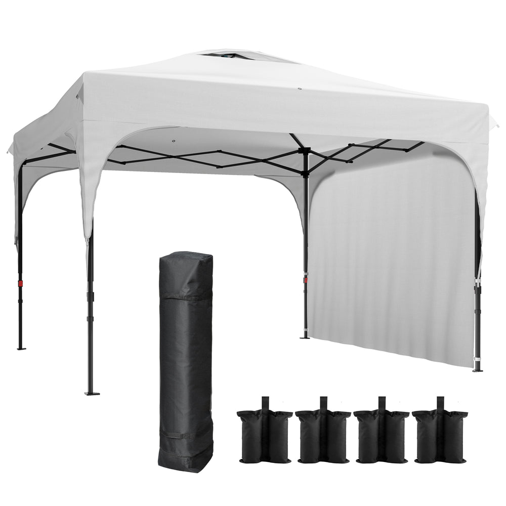 Tonnelle pop-up tente barnum de jardin pliant avec paroi latérale amovible + sac de transport acier tissu Oxford 3 x 3 x 2,65 m blanc