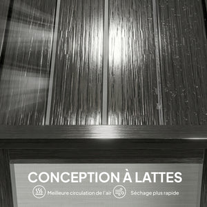 Banc de Jardin en Métal, Banc d'extérieur 2 Places avec Assise à Lattes Effet Bois, Sans Dossier, Banquette de Jardin Cadre Acier pour Patio, Balcon, Parc, Capacité 240 kg, 130x34x43cm, Gris