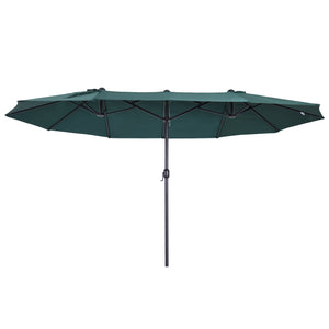 Parasol de jardin exterieur parasol double rectangulaire 4,6L x 2,7l x 2,4H m avec ouverture fermeture manivelle, cadre en acier, toile 180 g/m², parasol pour balcon, piscine, vert