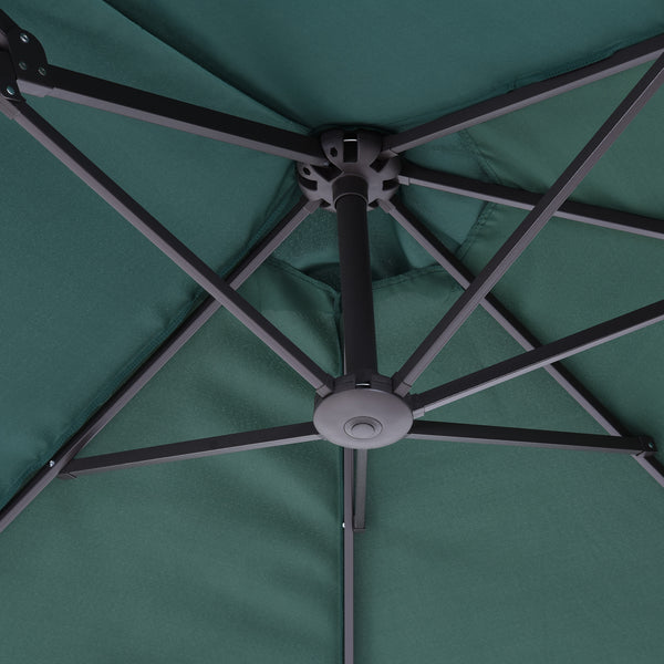 Parasol de jardin exterieur parasol double rectangulaire 4,6L x 2,7l x 2,4H m avec ouverture fermeture manivelle, cadre en acier, toile 180 g/m², parasol pour balcon, piscine, vert