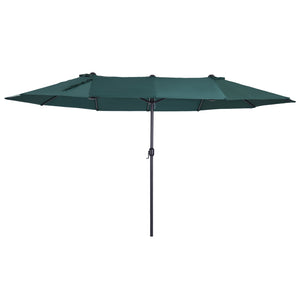 Parasol de jardin exterieur parasol double rectangulaire 4,6L x 2,7l x 2,4H m avec ouverture fermeture manivelle, cadre en acier, toile 180 g/m², parasol pour balcon, piscine, vert