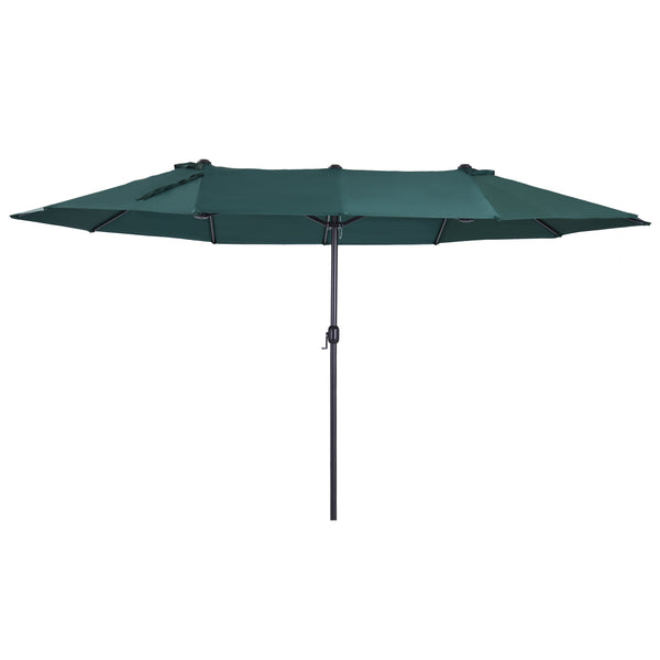 Parasol de jardin exterieur parasol double rectangulaire 4,6L x 2,7l x 2,4H m avec ouverture fermeture manivelle, cadre en acier, toile 180 g/m², parasol pour balcon, piscine, vert
