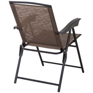 Ensemble de Jardin 3 pièces 2 chaises inclinables Multi-Positions Pliables + Table Ronde Verre trempé métal textilène Chocolat