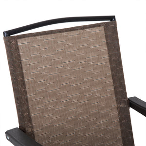 Ensemble de Jardin 3 pièces 2 chaises inclinables Multi-Positions Pliables + Table Ronde Verre trempé métal textilène Chocolat