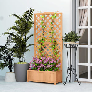 Jardinière avec Treillis - bac à Fleurs - dim. 76L x 36l x 170H cm - Fond à Lattes - Bois Sapin pré-huilé