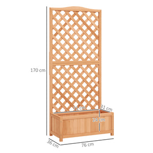 Jardinière avec Treillis - bac à Fleurs - dim. 76L x 36l x 170H cm - Fond à Lattes - Bois Sapin pré-huilé