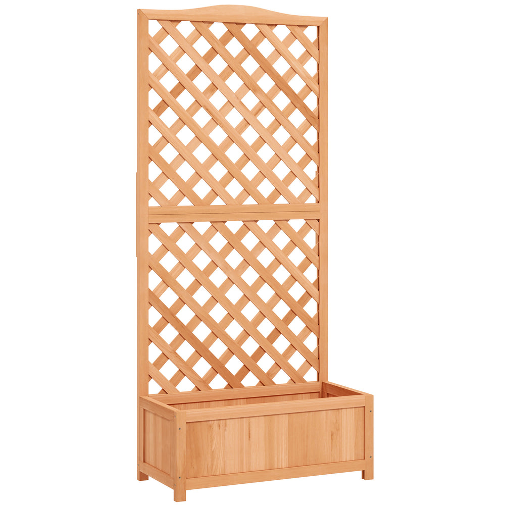 Jardinière avec Treillis - bac à Fleurs - dim. 76L x 36l x 170H cm - Fond à Lattes - Bois Sapin pré-huilé