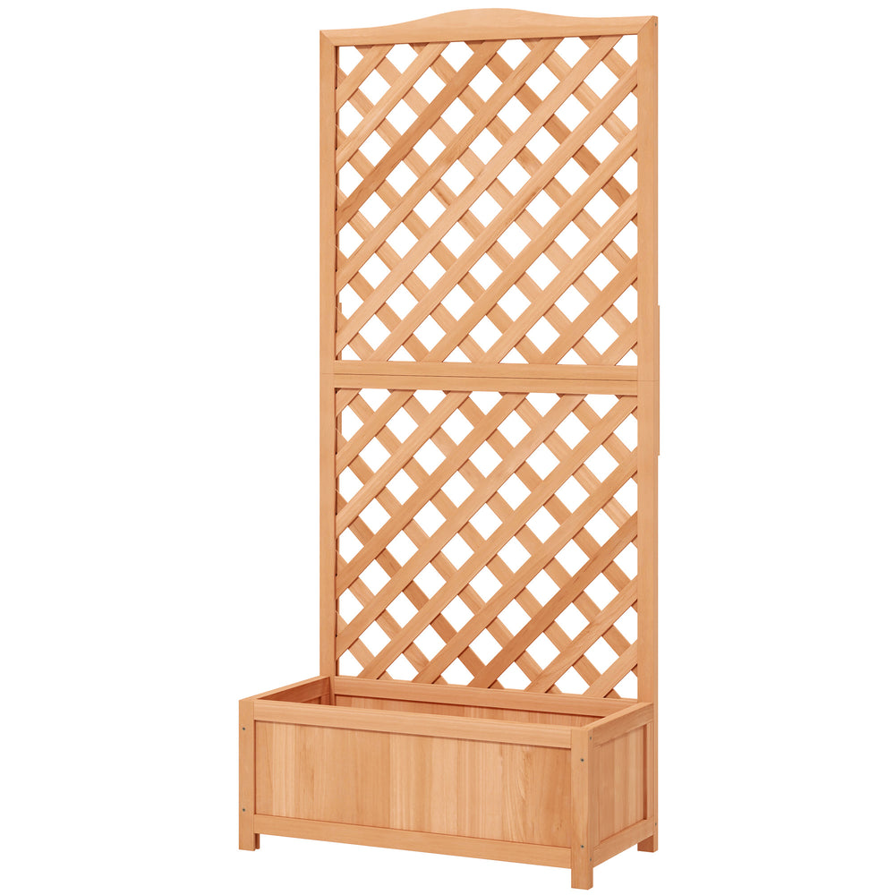 Jardinière avec Treillis - bac à Fleurs - dim. 76L x 36l x 170H cm - Fond à Lattes - Bois Sapin pré-huilé