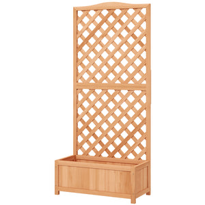 Jardinière avec Treillis - bac à Fleurs - dim. 76L x 36l x 170H cm - Fond à Lattes - Bois Sapin pré-huilé