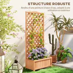 Jardinière avec Treillis - bac à Fleurs - dim. 76L x 36l x 170H cm - Fond à Lattes - Bois Sapin pré-huilé