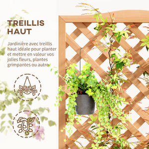 Jardinière avec Treillis - bac à Fleurs - dim. 76L x 36l x 170H cm - Fond à Lattes - Bois Sapin pré-huilé