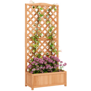 Jardinière avec Treillis - bac à Fleurs - dim. 76L x 36l x 170H cm - Fond à Lattes - Bois Sapin pré-huilé
