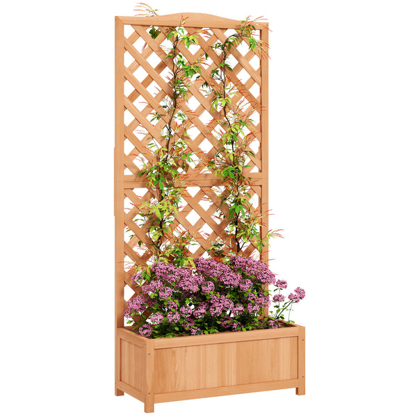 Jardinière avec Treillis - bac à Fleurs - dim. 76L x 36l x 170H cm - Fond à Lattes - Bois Sapin pré-huilé