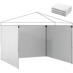 Lot de 3 parois latérales pour tonnelle de 3 x 3 m, Panneaux Latéraux pour pavillon, fermeture éclair, en tissu Oxford, blanc