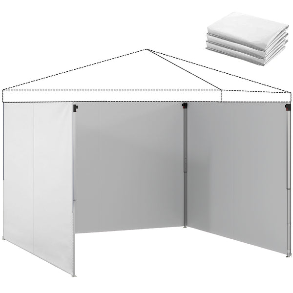Lot de 3 parois latérales pour tonnelle de 3 x 3 m, Panneaux Latéraux pour pavillon, fermeture éclair, en tissu Oxford, blanc