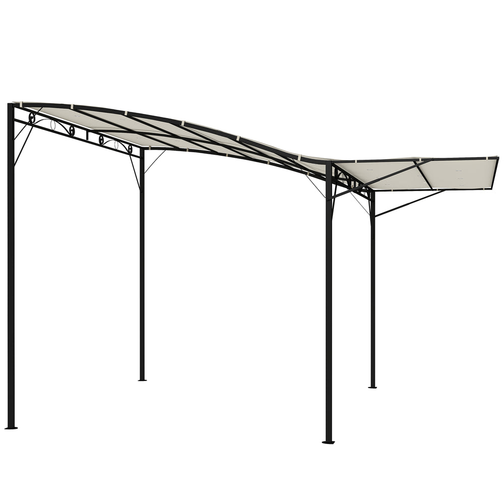 Pergola tonnelle de jardin avec auvent réglable acier polyester haute densité crème