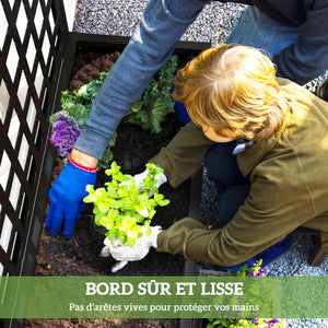 Jardinière avec treillis, brise-vue, lit surélevé de jardin, jardinière extérieure en acier galvanisée, pour plantes grimpantes, bac à fleurs pour balcon terrasse patio, 89x40x178cm, noir