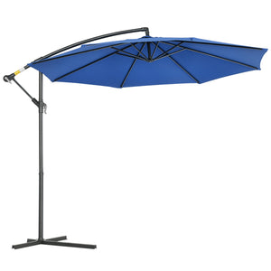 Parasol déporté octogonal rabattable diamètre 3 m parasol de jardin avec pied en croix bleu