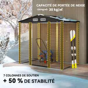 Abri de jardin en métal 2,27 m², facile à monter, structure en acier galvanisé améliorée, abri à outils extérieur, toiture 2 pans avec aérations, gants et cadenas inclus, 190x131x188cm, chêne