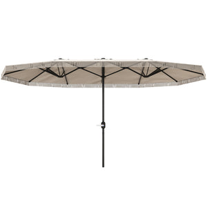 Parasol de jardin exterieur parasol double rectangulaire 4,5 x 2,65 x 2,6 m avec ouverture fermeture manivelle et franges, toile 180 g/m², parasol pour balcon, piscine, terrasse, crème