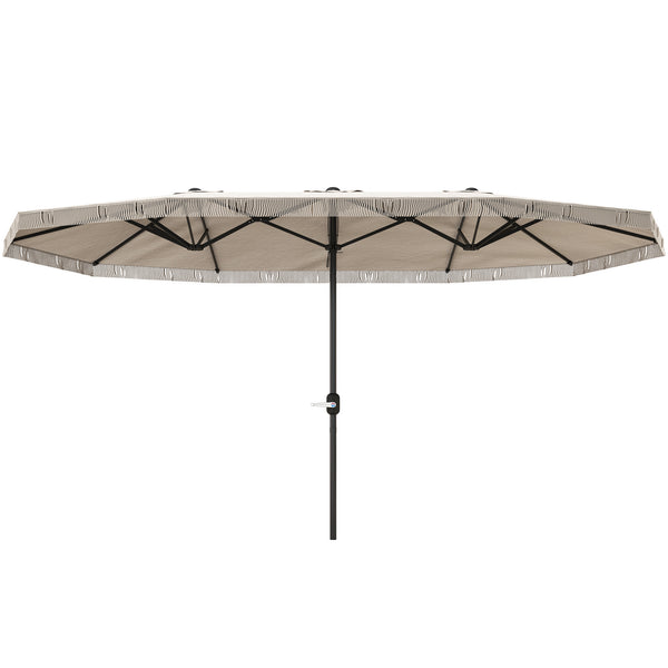 Parasol de jardin exterieur parasol double rectangulaire 4,5 x 2,65 x 2,6 m avec ouverture fermeture manivelle et franges, toile 180 g/m², parasol pour balcon, piscine, terrasse, crème
