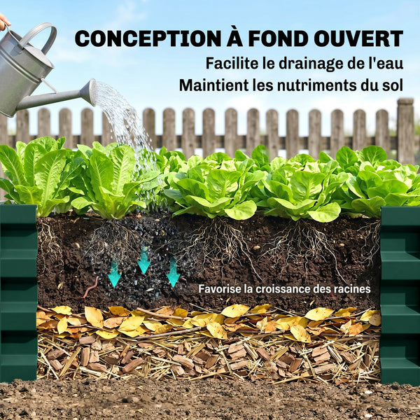 Carré potager de jardin 120 x 60 x 30,5 cm acier galvanisée vert foncé