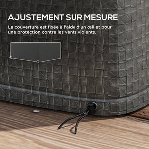 Housse salon de jardin extérieure, bâche de protection extérieure, anti-UV, en polyéthylène de haute résistance, housse table de jardin, 235 x 190 x 90 cm, gris