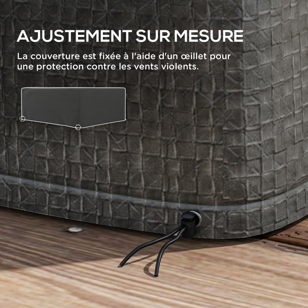 Housse salon de jardin extérieure, bâche de protection extérieure, anti-UV, en polyéthylène de haute résistance, housse table de jardin, 235 x 190 x 90 cm, gris