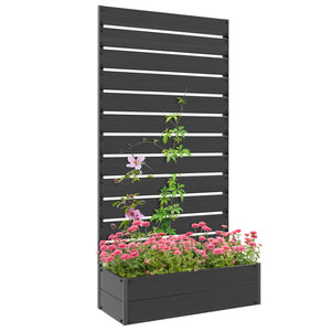 Jardinière avec treillis, lit surélevé de jardin, jardinière extérieure pour plantes grimpantes, bac à fleurs rectangulaire pot de plantes pour balcon terrasse patio, 90,5x38x180 cm, noir