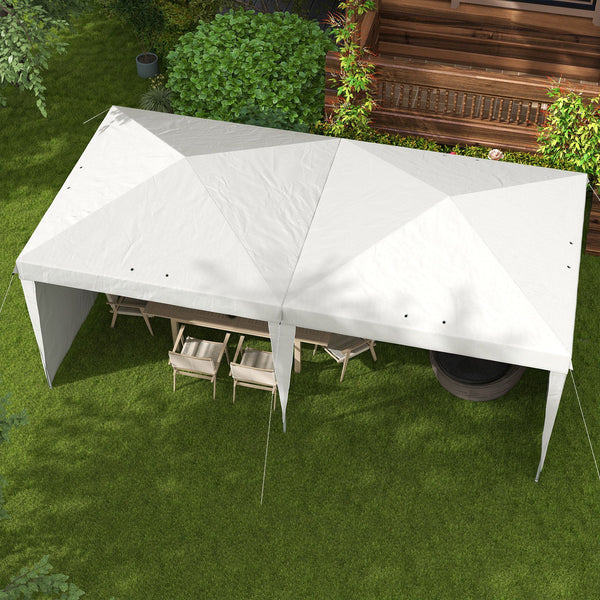 Tente de réception Tonnelle barnum pliable 6x3m avec parois latérales Hauteur réglable avec sac de transport Roues, extérieur, jardin, fêtes
