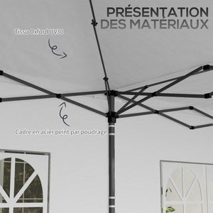 Tente de réception Tonnelle barnum pliable 6x3m avec parois latérales Hauteur réglable avec sac de transport Roues, extérieur, jardin, fêtes