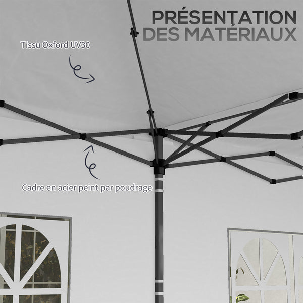 Tente de réception Tonnelle barnum pliable 6x3m avec parois latérales Hauteur réglable avec sac de transport Roues, extérieur, jardin, fêtes