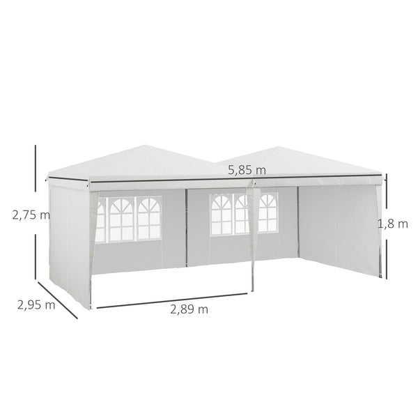 Tente de réception Tonnelle barnum pliable 6x3m avec parois latérales Hauteur réglable avec sac de transport Roues, extérieur, jardin, fêtes