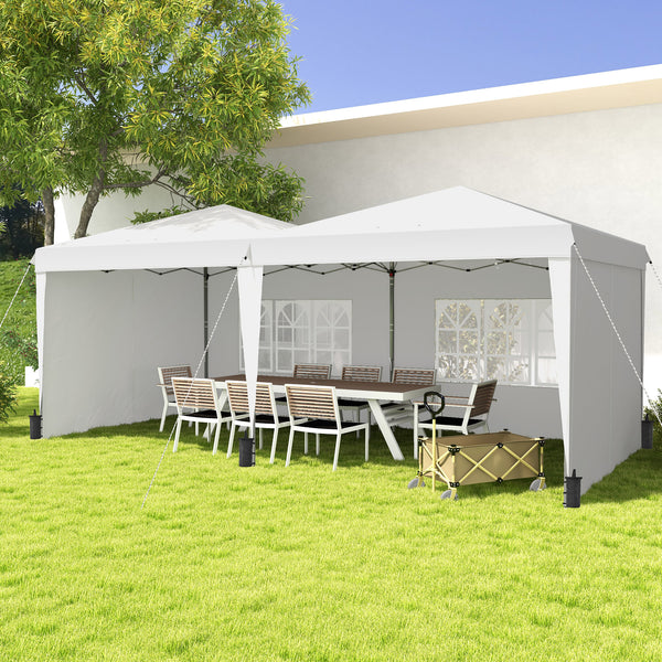 Tente de réception Tonnelle barnum pliable 6x3m avec parois latérales Hauteur réglable avec sac de transport Roues, extérieur, jardin, fêtes
