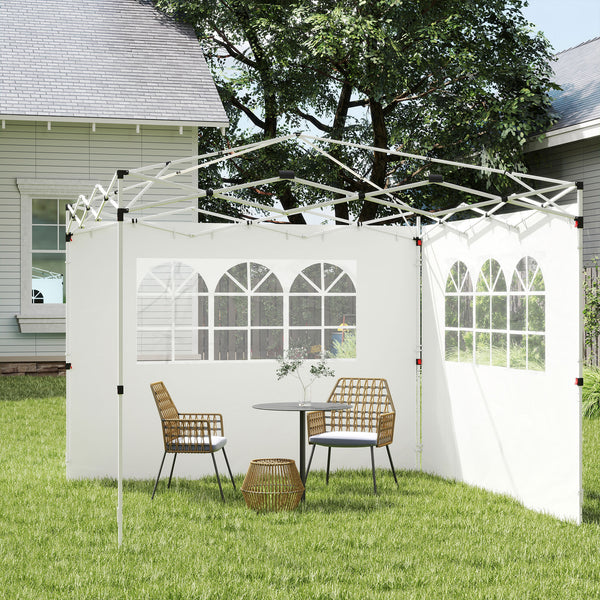 Parois latérales de Rechange Barnum tonnelle 3 x 3 ou 3 x 6 m 2 pièces 2 Grandes fenêtres Blanc