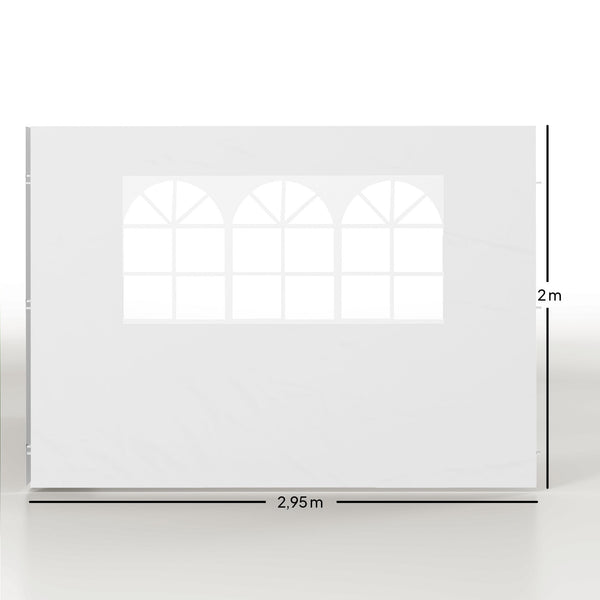 Parois latérales de Rechange Barnum tonnelle 3 x 3 ou 3 x 6 m 2 pièces 2 Grandes fenêtres Blanc