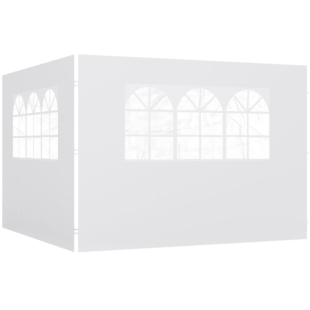 Parois latérales de Rechange Barnum tonnelle 3 x 3 ou 3 x 6 m 2 pièces 2 Grandes fenêtres Blanc