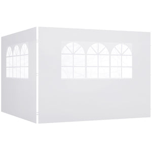 Parois latérales de Rechange Barnum tonnelle 3 x 3 ou 3 x 6 m 2 pièces 2 Grandes fenêtres Blanc