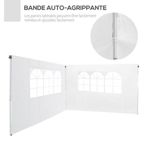 Parois latérales de Rechange Barnum tonnelle 3 x 3 ou 3 x 6 m 2 pièces 2 Grandes fenêtres Blanc