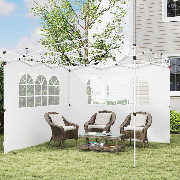 Parois latérales de Rechange Barnum tonnelle 3 x 3 ou 3 x 6 m 2 pièces 2 Grandes fenêtres Blanc